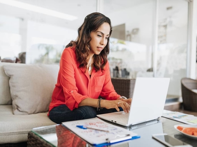 a woman working on a laptop